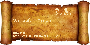 Vancsó Miron névjegykártya